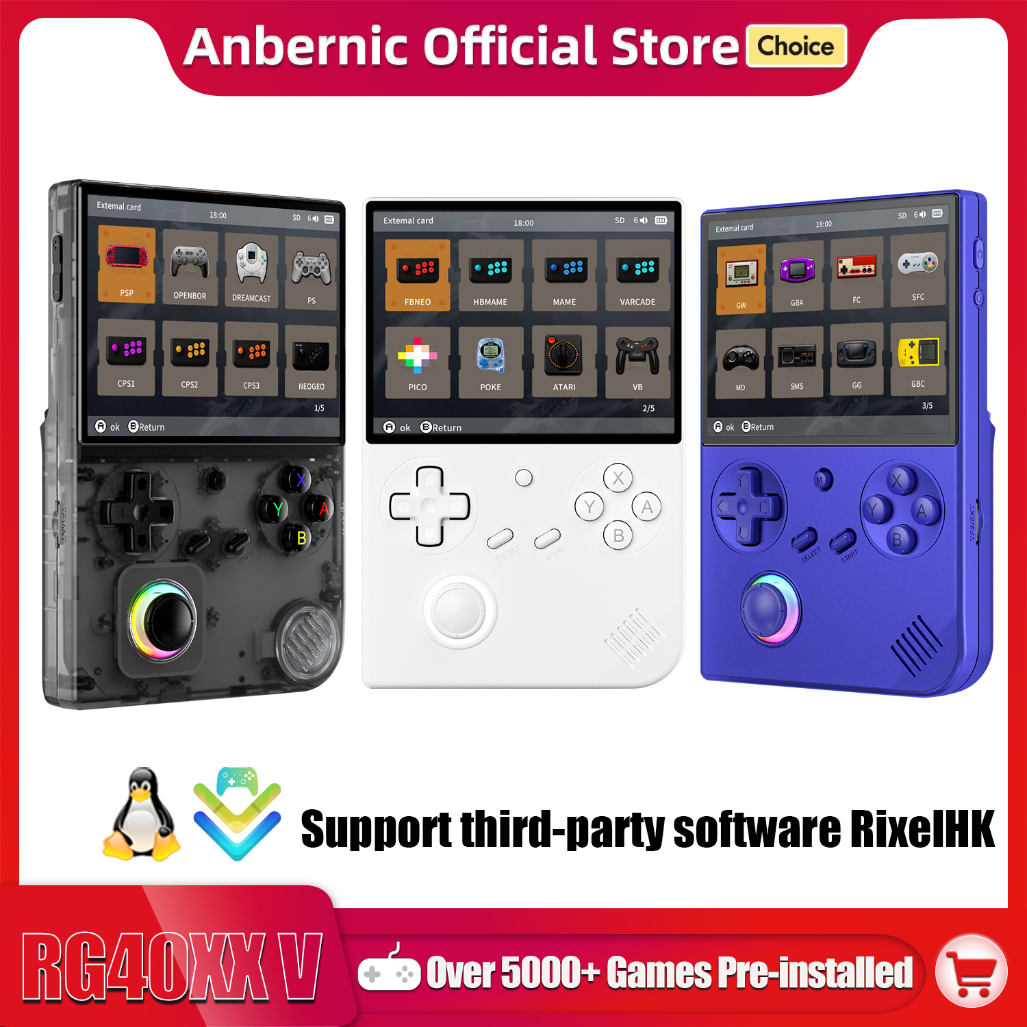 Gaming Console Old - ANBERNIC RG 40XXV 64 Bit Linux